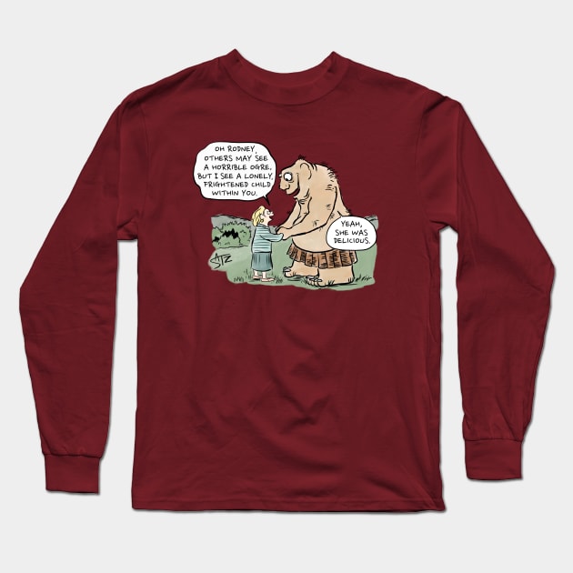 Funny ogre cartroon Long Sleeve T-Shirt by CrowdenSatzCartoons